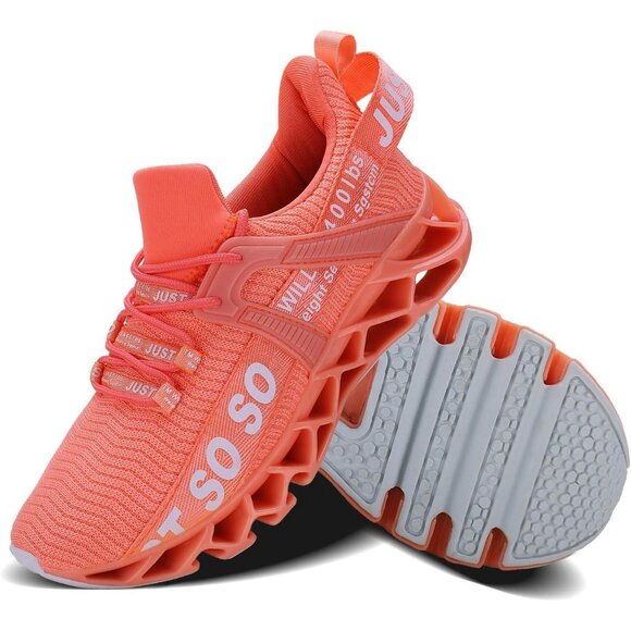 Women's Orange Pink Running Walking Tennis Blade Athletic Sneakers Shoes - Picture 2 of 7